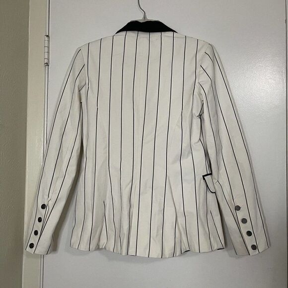 NWOT Jonathan Simkhai ivory white pinstripe blazer tuxedo jacket size US 6 - Picture 8 of 9